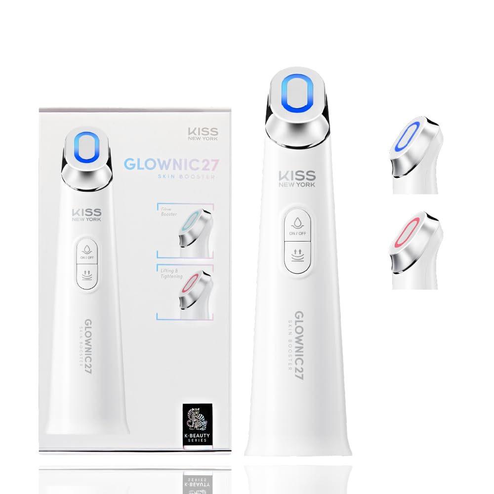 KISS NEW YORK GLOWNIC27 Facial Beauty Device, Microcurrent Glass Skin Booster to Improve Korean Skincare Absorption and Ability to Lift and Tone, Improve the
