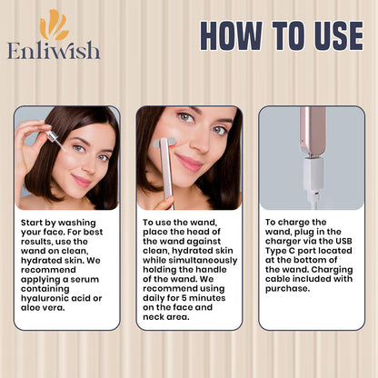 ENLIWISH 4-in-1 Skincare Red Light Therapy Wand - EMS Microcurrent - Rechargeable Vibrating Red Light Therapy Therapeutic Facial Skin Care Tool Eye Beauty Wand Face Massager