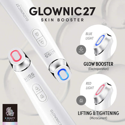 KISS NEW YORK GLOWNIC27 Facial Beauty Device, Microcurrent Glass Skin Booster to Improve Korean Skincare Absorption and Ability to Lift and Tone, Improve the